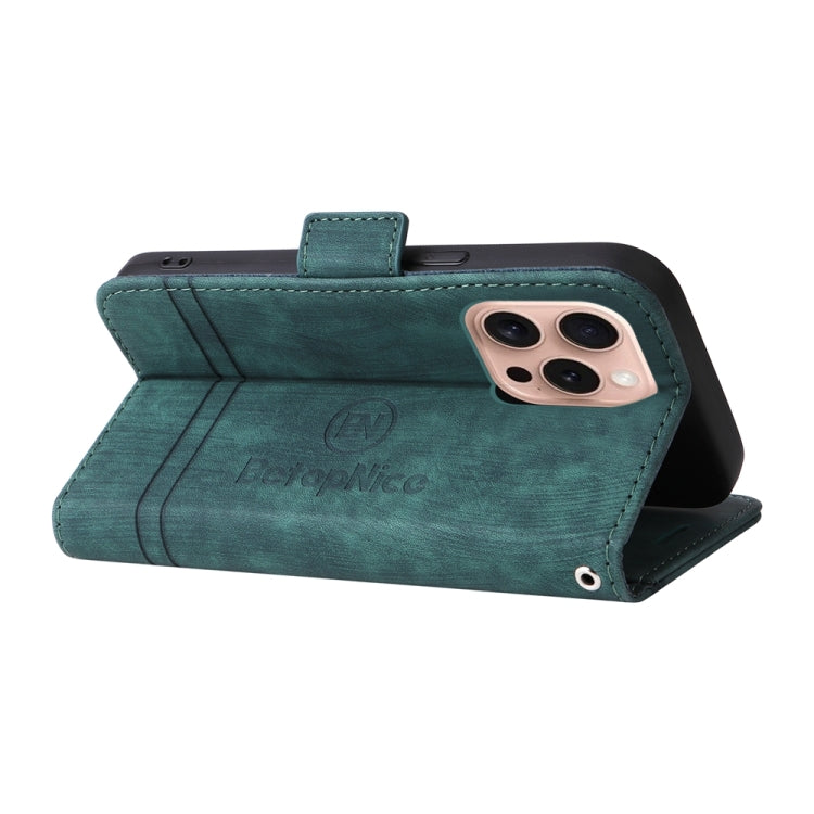 For iPhone 16 Pro BETOPNICE Dual-side Buckle Leather Phone Case(Green) by BETOPNICE