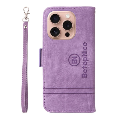For iPhone 16 Pro BETOPNICE Dual-side Buckle Leather Phone Case(Purple) by BETOPNICE