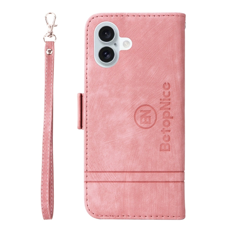 For iPhone 16 Plus BETOPNICE Dual-side Buckle Leather Phone Case(Pink) by BETOPNICE