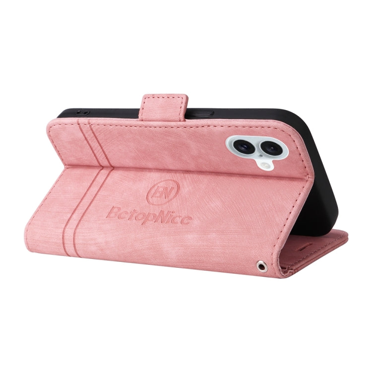 For iPhone 16 Plus BETOPNICE Dual-side Buckle Leather Phone Case(Pink) by BETOPNICE