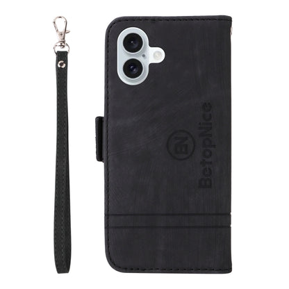 For iPhone 16 Plus BETOPNICE Dual-side Buckle Leather Phone Case(Black) by BETOPNICE