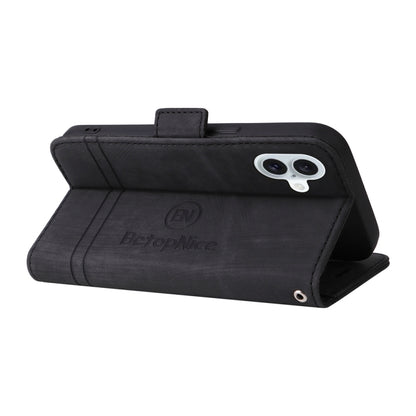 For iPhone 16 Plus BETOPNICE Dual-side Buckle Leather Phone Case(Black) by BETOPNICE