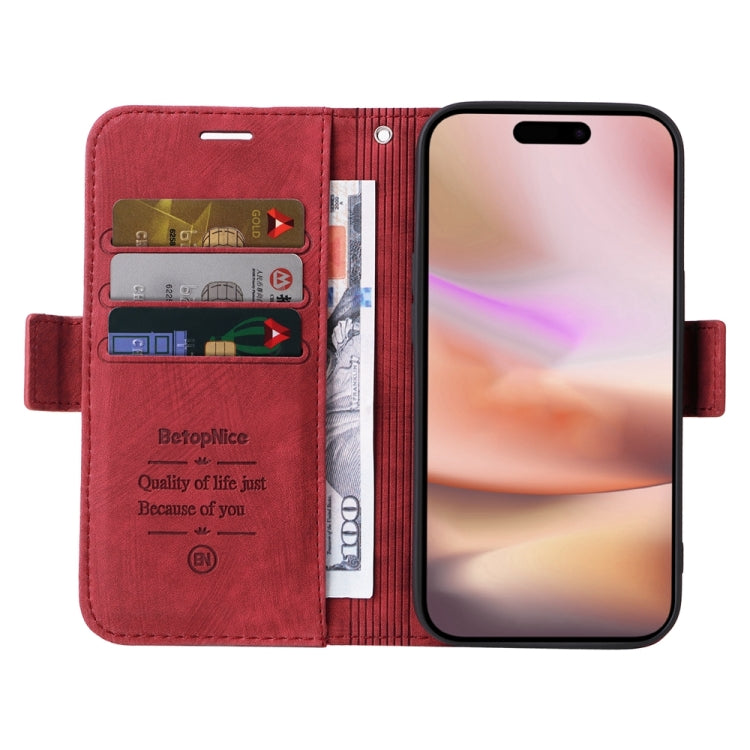 For iPhone 16 Plus BETOPNICE Dual-side Buckle Leather Phone Case(Red) by BETOPNICE