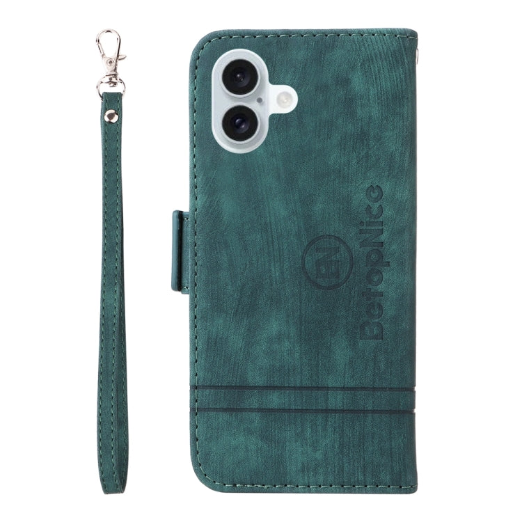 For iPhone 16 Plus BETOPNICE Dual-side Buckle Leather Phone Case(Green) by BETOPNICE