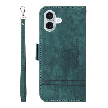 For iPhone 16 Plus BETOPNICE Dual-side Buckle Leather Phone Case(Green) by BETOPNICE