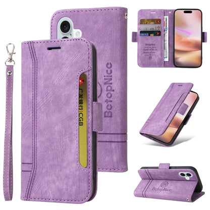 For iPhone 16 Plus BETOPNICE Dual-side Buckle Leather Phone Case(Purple) by BETOPNICE