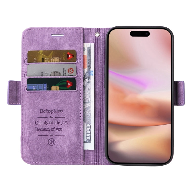 For iPhone 16 Plus BETOPNICE Dual-side Buckle Leather Phone Case(Purple) by BETOPNICE