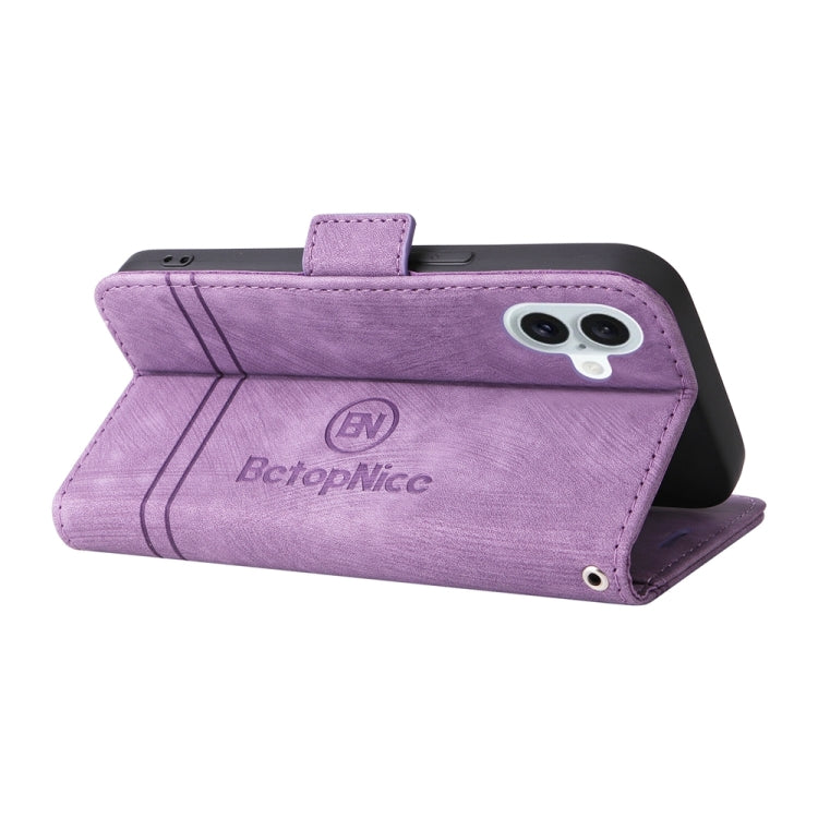 For iPhone 16 Plus BETOPNICE Dual-side Buckle Leather Phone Case(Purple) by BETOPNICE