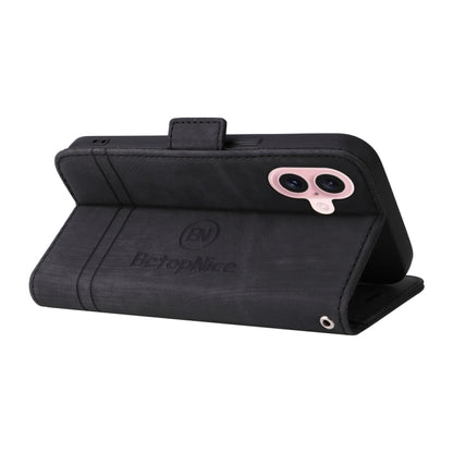 For iPhone 16 BETOPNICE Dual-side Buckle Leather Phone Case(Black) by BETOPNICE