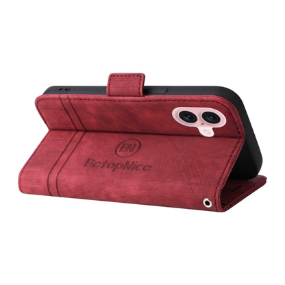 For iPhone 16 BETOPNICE Dual-side Buckle Leather Phone Case(Red) by BETOPNICE