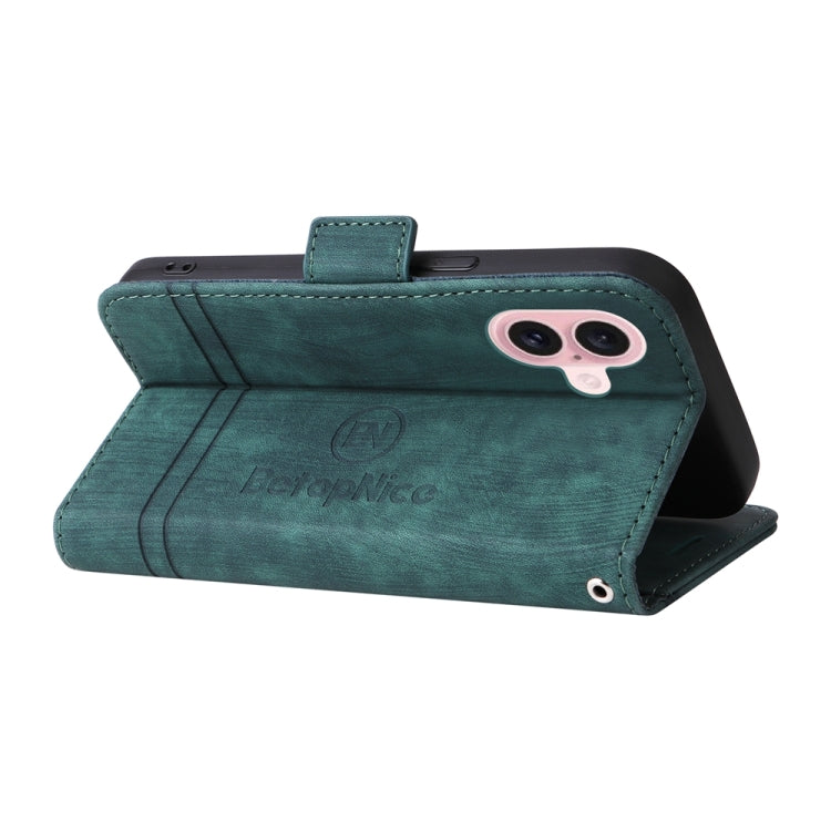 For iPhone 16 BETOPNICE Dual-side Buckle Leather Phone Case(Green) by BETOPNICE