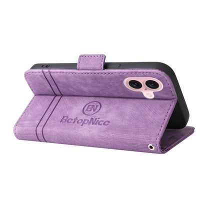 For iPhone 16 BETOPNICE Dual-side Buckle Leather Phone Case(Purple) by BETOPNICE