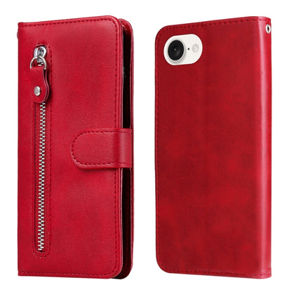 For iPhone 16e Fashion Calf Texture Zipper Leather Phone Case(Red) by bashfashion