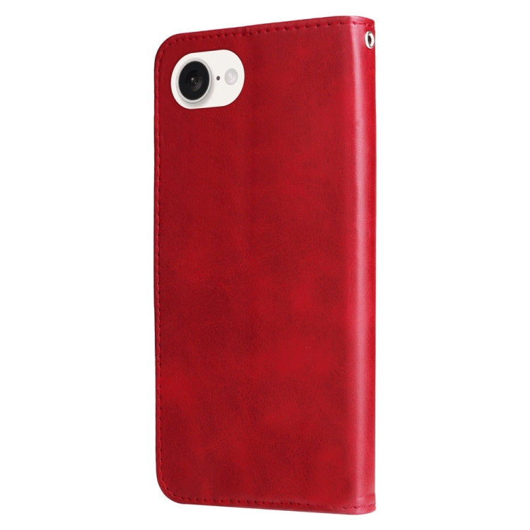 For iPhone 16e Fashion Calf Texture Zipper Leather Phone Case(Red) by bashfashion