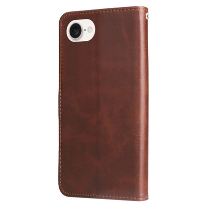 For iPhone 16e Fashion Calf Texture Zipper Leather Phone Case(Brown) by bashfashion