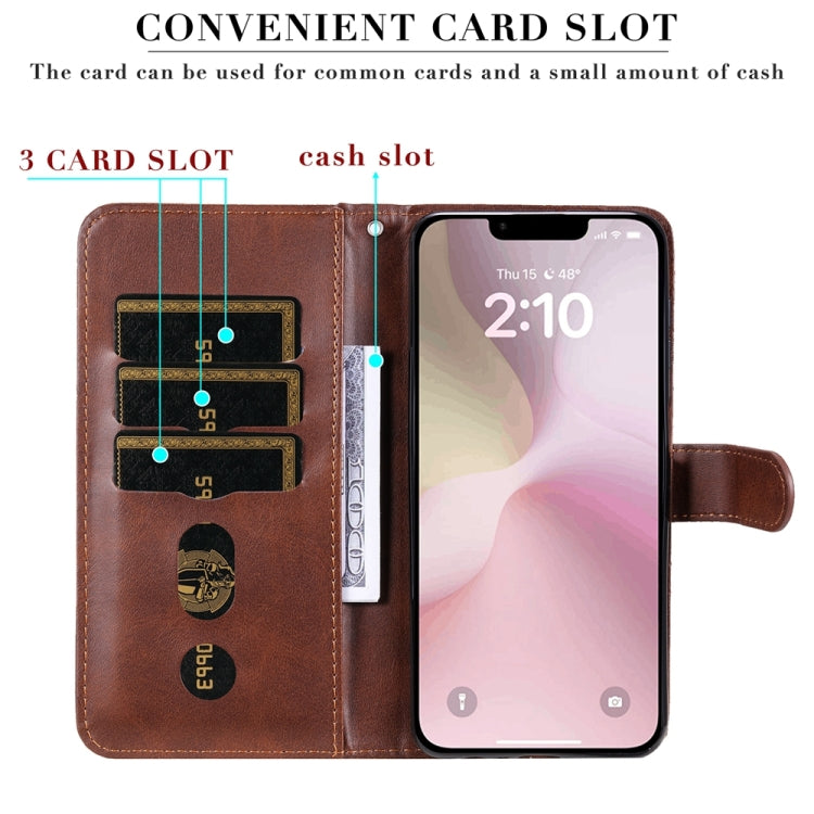 For iPhone 16e Fashion Calf Texture Zipper Leather Phone Case(Brown) by bashfashion