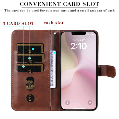 For iPhone 16e Fashion Calf Texture Zipper Leather Phone Case(Brown) by bashfashion