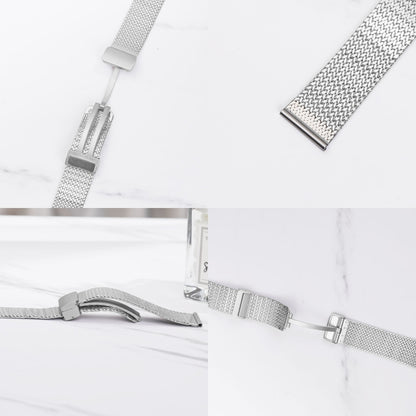 22mm Magnetic Buckle Herringbone Mesh Metal Watch Band for Samsung Galaxy Watch(Silver) by bashfashion