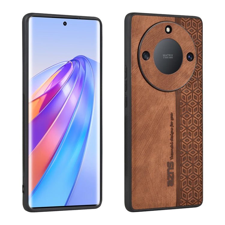 For Honor X50 AZNS 3D Embossed Skin Feel Phone Case(Brown) by AZNS