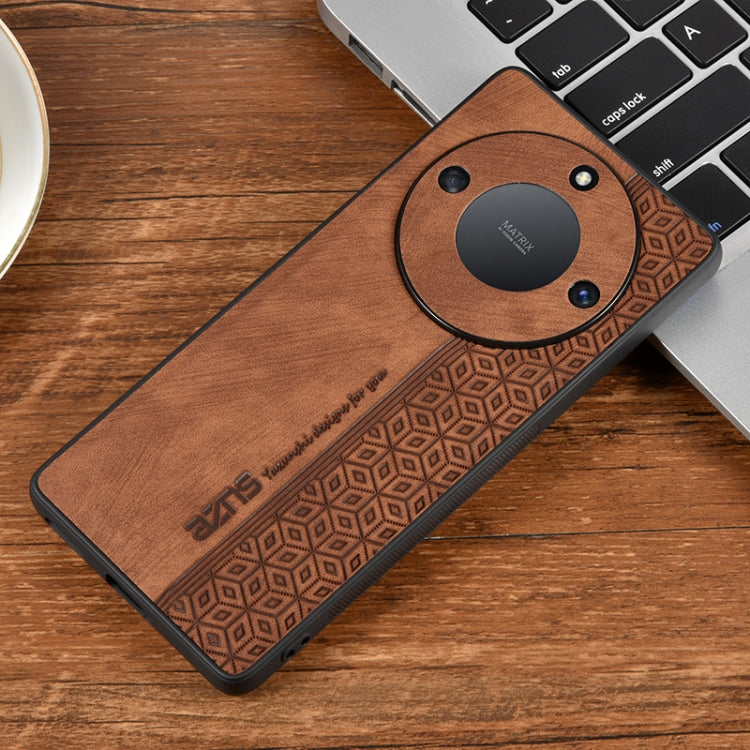 For Honor X50 AZNS 3D Embossed Skin Feel Phone Case(Brown) by AZNS