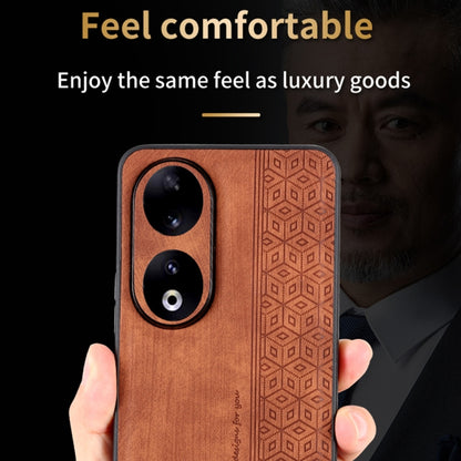 For Honor 90 AZNS 3D Embossed Skin Feel Phone Case(Brown) by AZNS