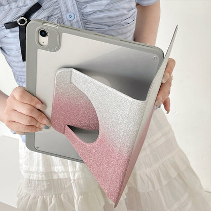 For iPad Pro 12.9 2022 / 2021 / 2020 Gradient Glitter Magnetic Split Leather Tablet Case(Pink) by bashfashion