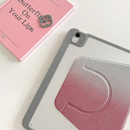 For iPad Pro 12.9 2022 / 2021 / 2020 Gradient Glitter Magnetic Split Leather Tablet Case(Pink) by bashfashion