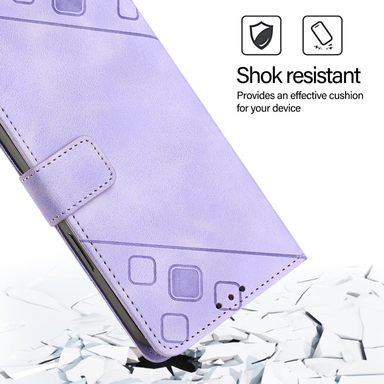 For iPhone SE 2024 Skin-feel Embossed Leather Phone Case(Light Purple) by bashfashion