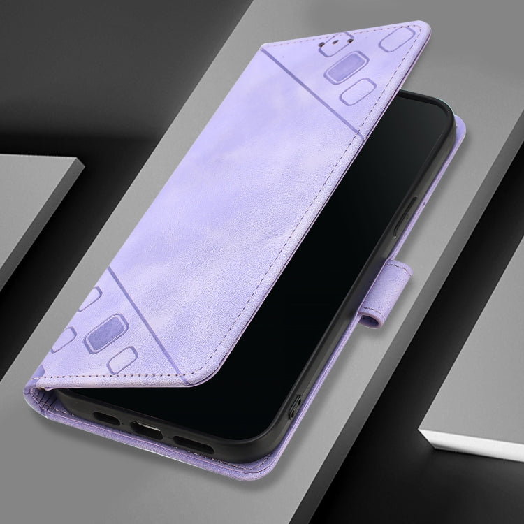 For iPhone SE 2024 Skin-feel Embossed Leather Phone Case(Light Purple) by bashfashion