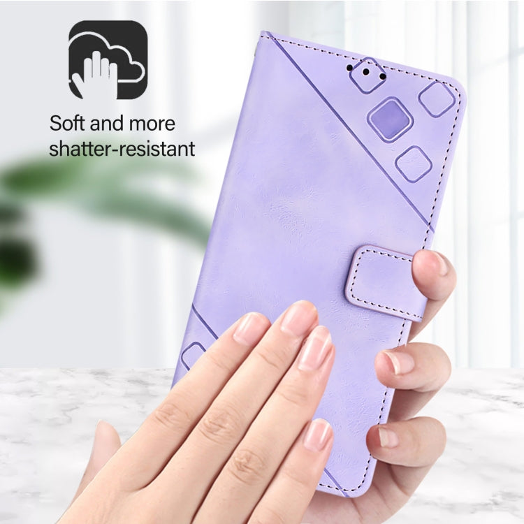 For iPhone SE 2024 Skin-feel Embossed Leather Phone Case(Light Purple) by bashfashion
