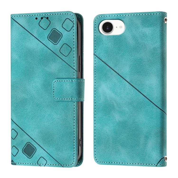 For iPhone SE 2024 Skin-feel Embossed Leather Phone Case(Green) by bashfashion