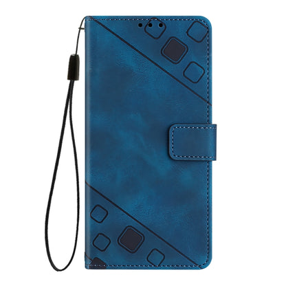 For iPhone SE 2024 Skin-feel Embossed Leather Phone Case(Blue) by bashfashion