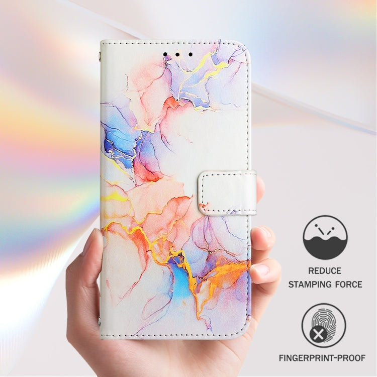 For iPhone 16e PT003 Marble Pattern Flip Leather Phone Case(Galaxy Marble White) by bashfashion