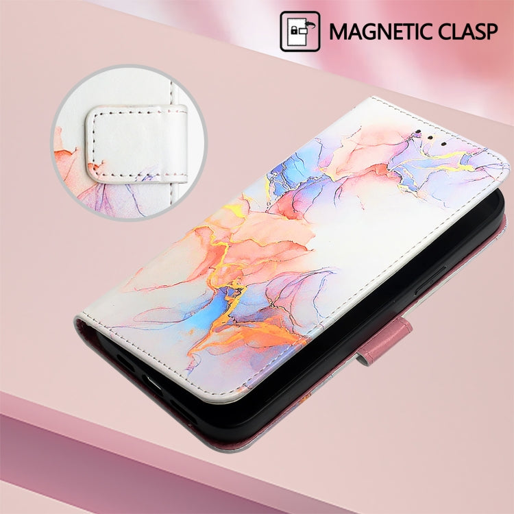 For iPhone 16e PT003 Marble Pattern Flip Leather Phone Case(Galaxy Marble White) by bashfashion