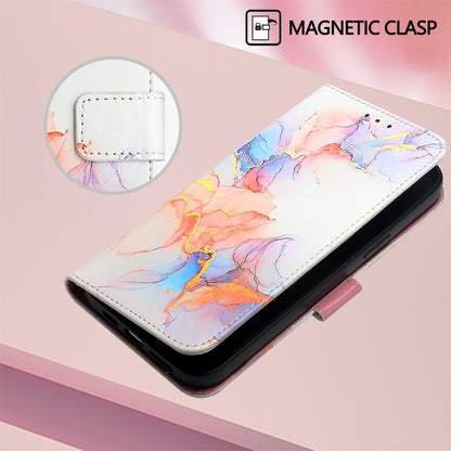 For iPhone 16e PT003 Marble Pattern Flip Leather Phone Case(Galaxy Marble White) by bashfashion