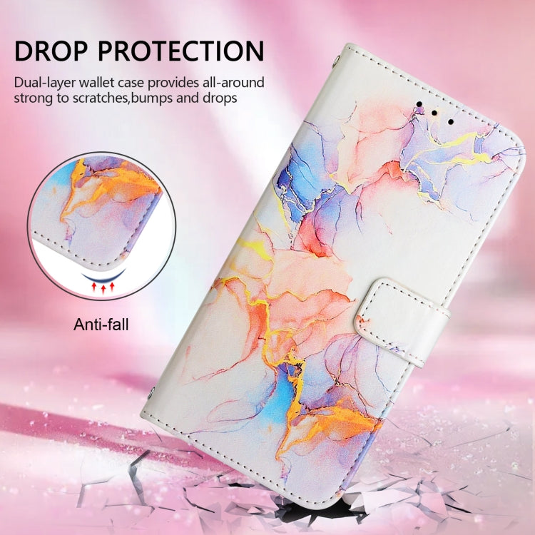 For iPhone 16e PT003 Marble Pattern Flip Leather Phone Case(Galaxy Marble White) by bashfashion
