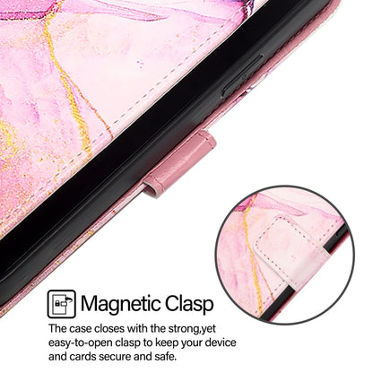 For iPhone 16e PT003 Marble Pattern Flip Leather Phone Case(Pink Purple Gold) by bashfashion
