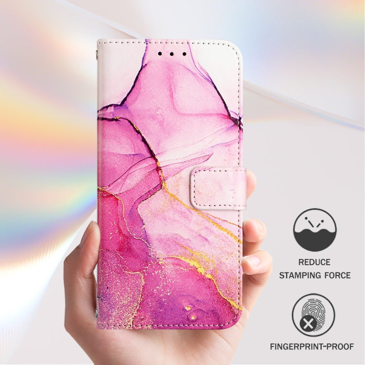 For iPhone 16e PT003 Marble Pattern Flip Leather Phone Case(Pink Purple Gold) by bashfashion