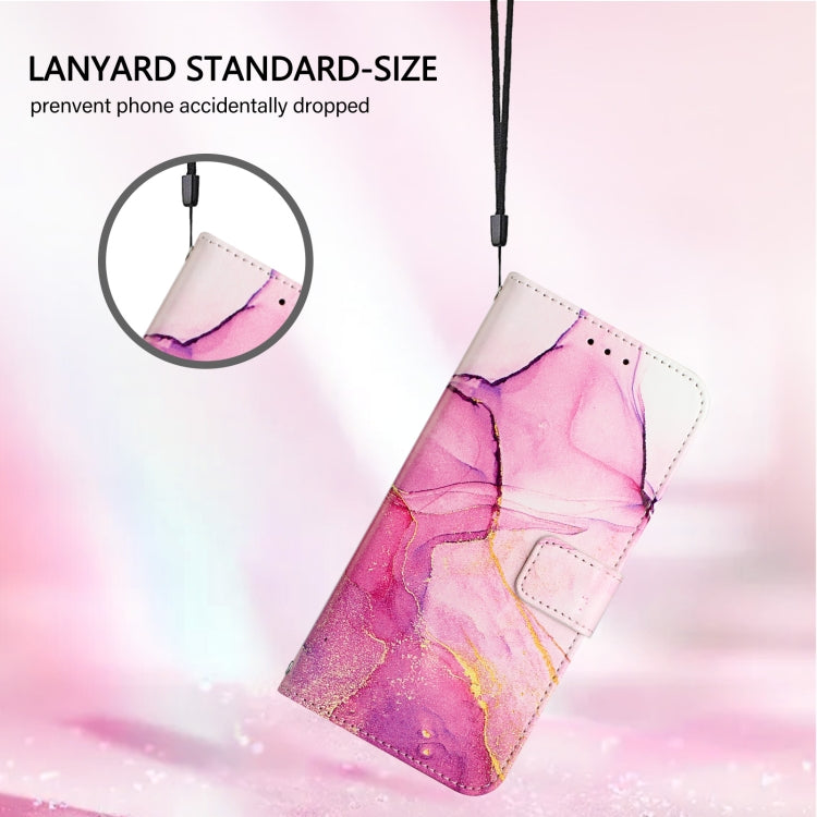 For iPhone 16e PT003 Marble Pattern Flip Leather Phone Case(Pink Purple Gold) by bashfashion