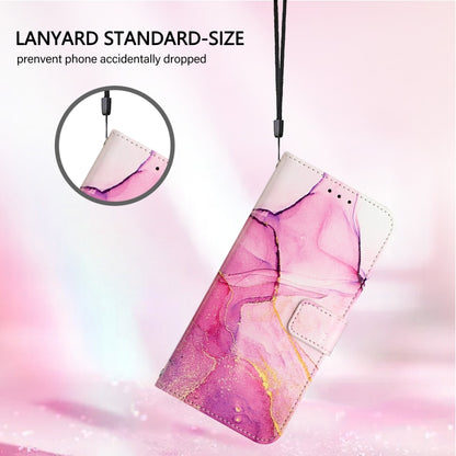 For iPhone 16e PT003 Marble Pattern Flip Leather Phone Case(Pink Purple Gold) by bashfashion