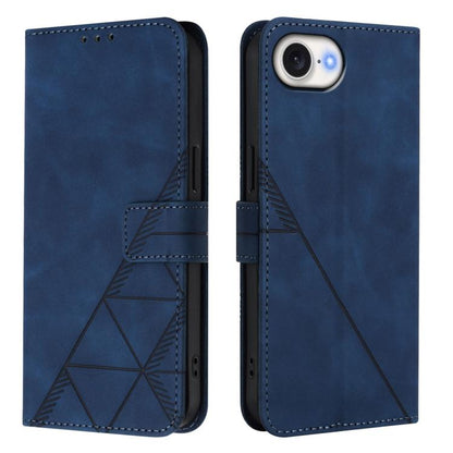 For iPhone 16e Crossbody 3D Embossed Flip Leather Phone Case(Blue) by bashfashion