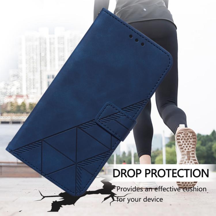 For iPhone 16e Crossbody 3D Embossed Flip Leather Phone Case(Blue) by bashfashion