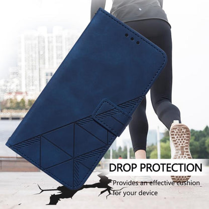 For iPhone 16e Crossbody 3D Embossed Flip Leather Phone Case(Blue) by bashfashion