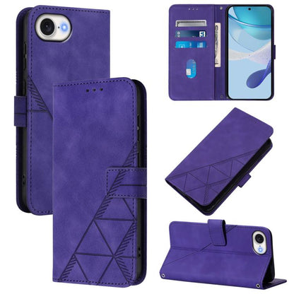 For iPhone 16e Crossbody 3D Embossed Flip Leather Phone Case(Purple) by bashfashion