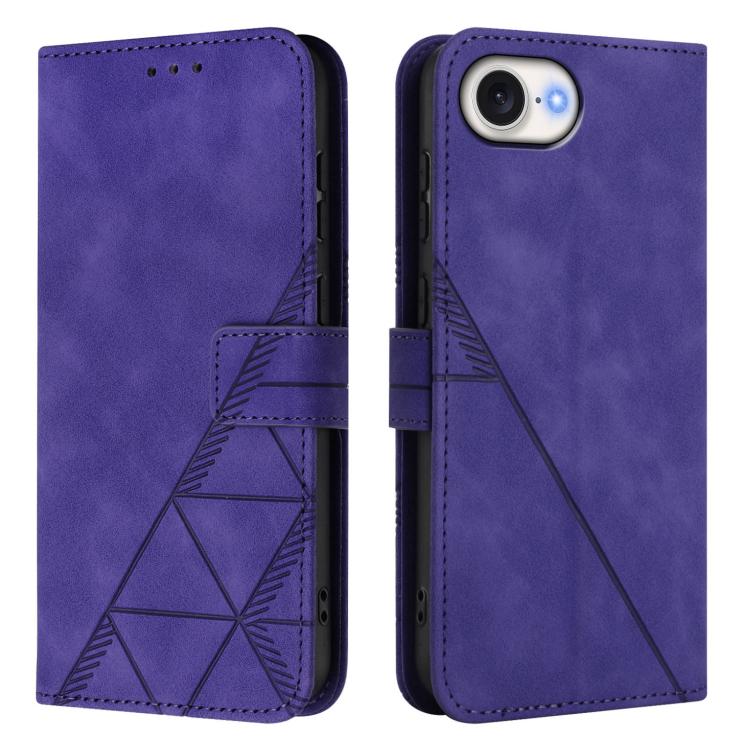 For iPhone 16e Crossbody 3D Embossed Flip Leather Phone Case(Purple) by bashfashion