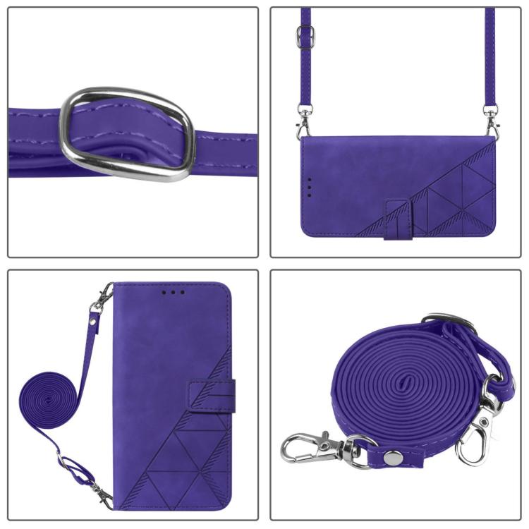 For iPhone 16e Crossbody 3D Embossed Flip Leather Phone Case(Purple) by bashfashion