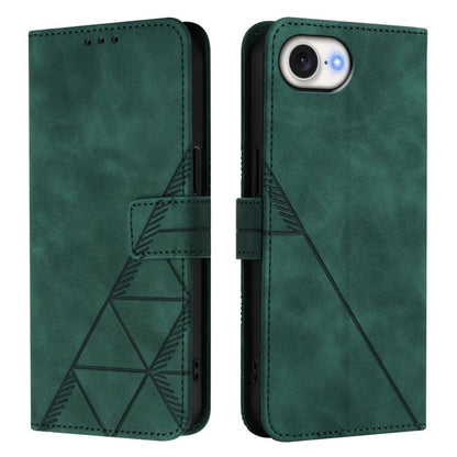 For iPhone 16e Crossbody 3D Embossed Flip Leather Phone Case(Dark Green) by bashfashion