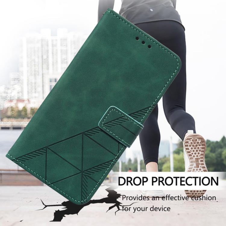 For iPhone 16e Crossbody 3D Embossed Flip Leather Phone Case(Dark Green) by bashfashion