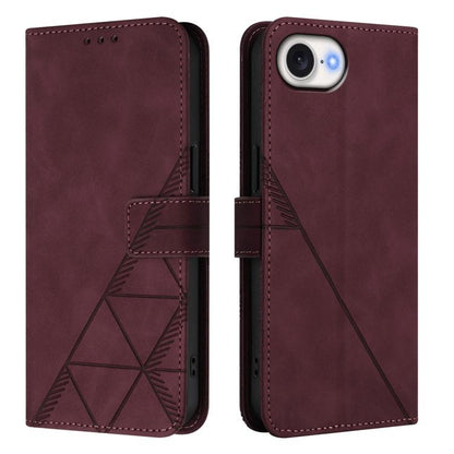 For iPhone 16e Crossbody 3D Embossed Flip Leather Phone Case(Wine Red) by bashfashion