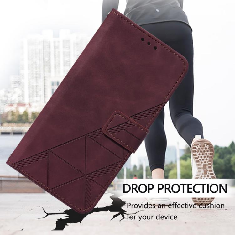 For iPhone 16e Crossbody 3D Embossed Flip Leather Phone Case(Wine Red) by bashfashion